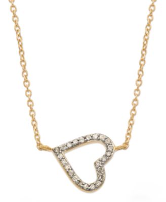 Macy's - YellOra&trade; Diamond Sideways Heart Pendant Necklace in YellOra&trade; (1/6 ct. t.w.)