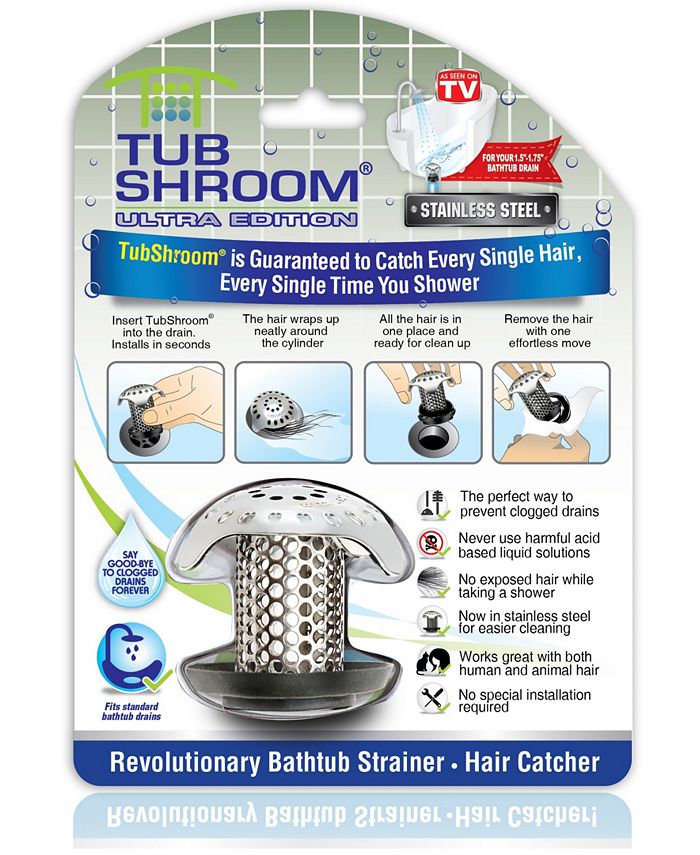TubShroom Revolutionary Tub Drain Protector Hair Catcher/Strainer/Snare Clear 2 Count