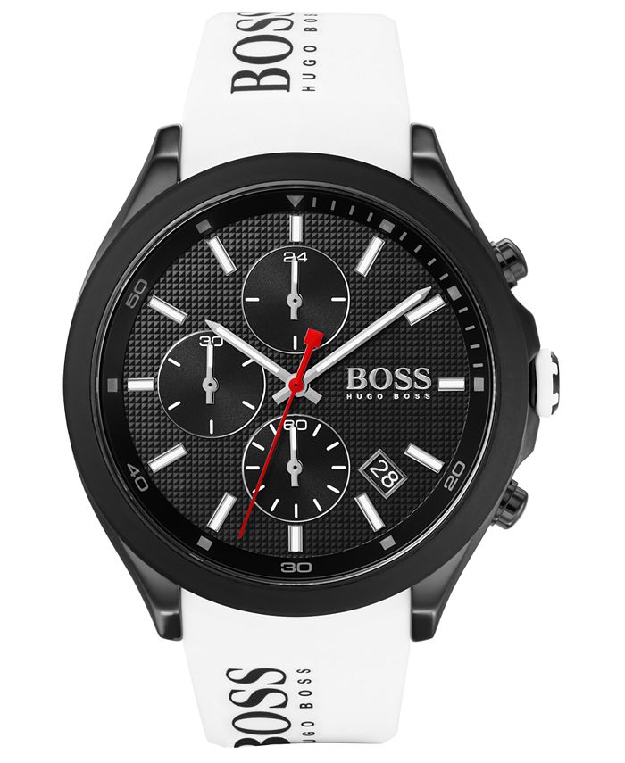 BOSS - Men's Chronograph Velocity White Silicone Strap Watch 45mm