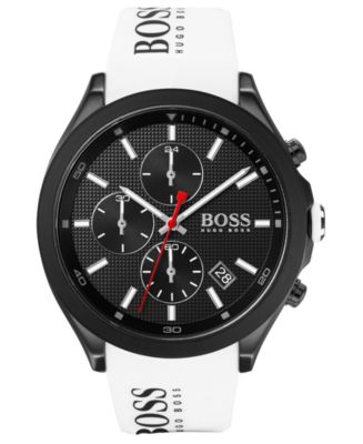 Hugo Boss BOSS Men's Chronograph Velocity White Silicone Strap Watch ...