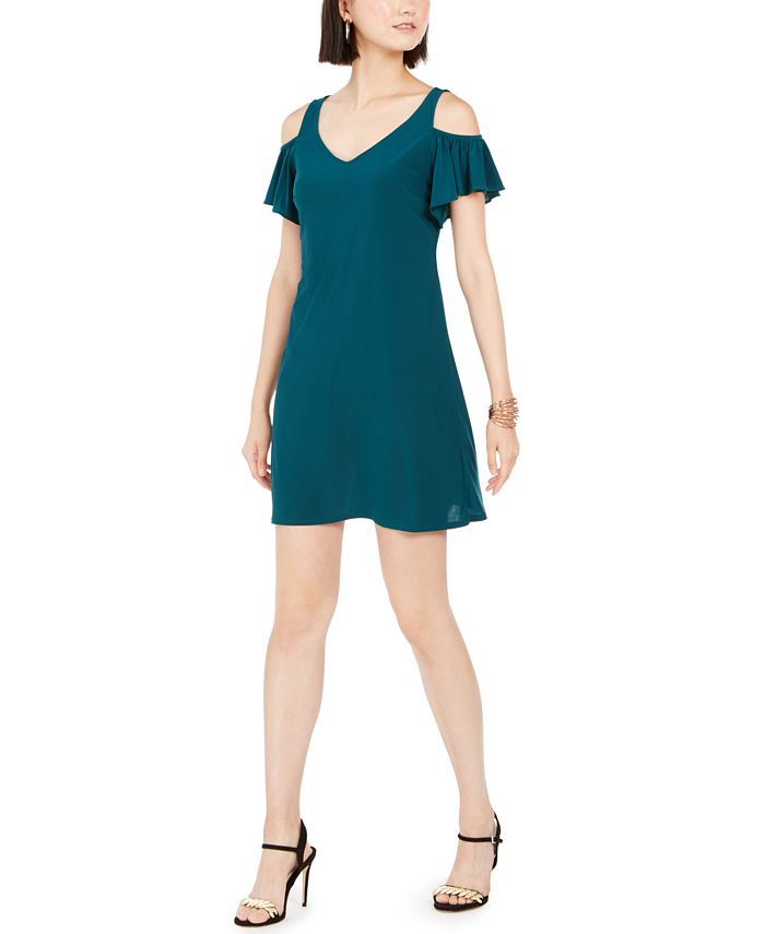 Cold shoulder best sale flutter sleeve dress