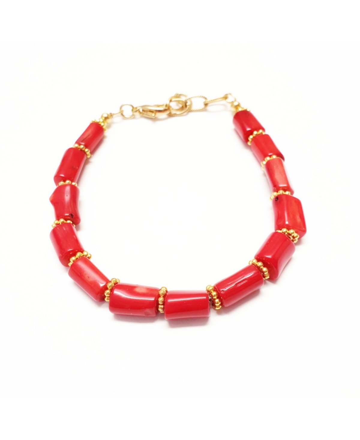 Women's Rouge Bracelet with Red Beads - Gold-tone