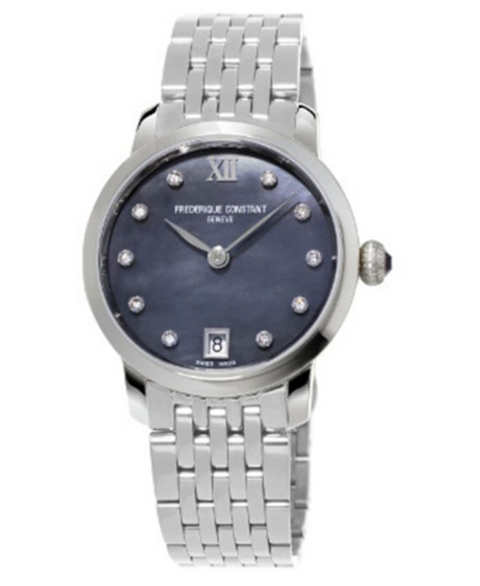Frederique Constant - Women's Swiss Slimline Diamond (1/20 ct. t.w.) Stainless Steel Bracelet Watch 30mm
