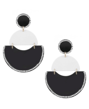 image of Trifari Gold-Tone Painted Metal Drama Earrings