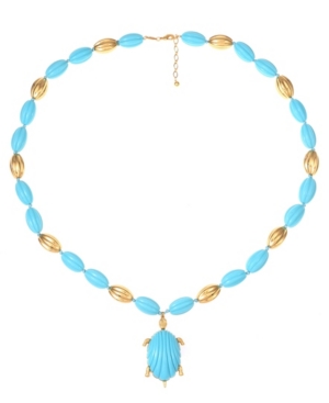 image of Trifari 14K Gold-Plated Long Turtle Pendant Necklace