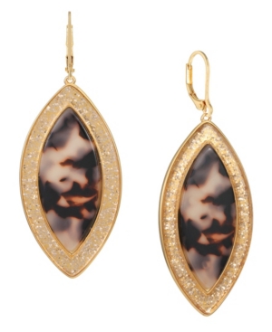 image of Trifari Gold-Tone Tortoise Look Drop Earrings