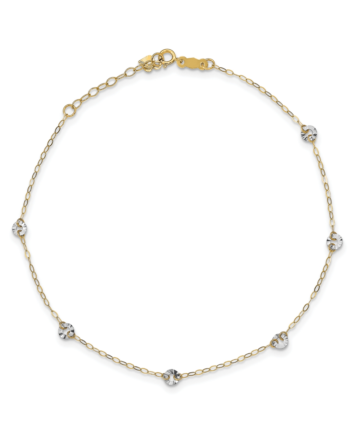 MACY'S CIRCLE DISC ANKLET IN 14K WHITE AND YELLOW GOLD