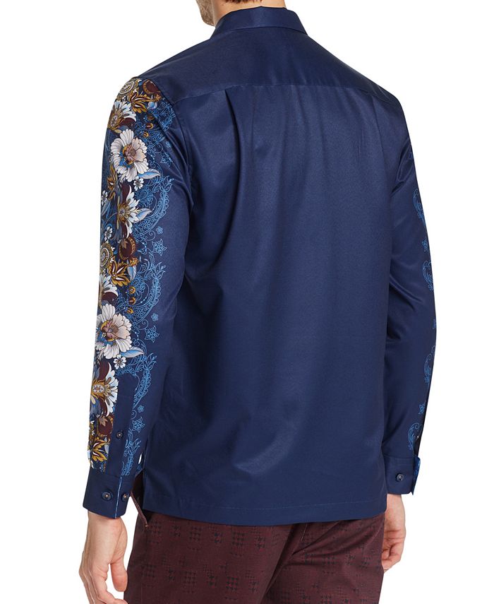 Tallia Men's SlimFit Performance Stretch Floral Long Sleeve Camp Shirt