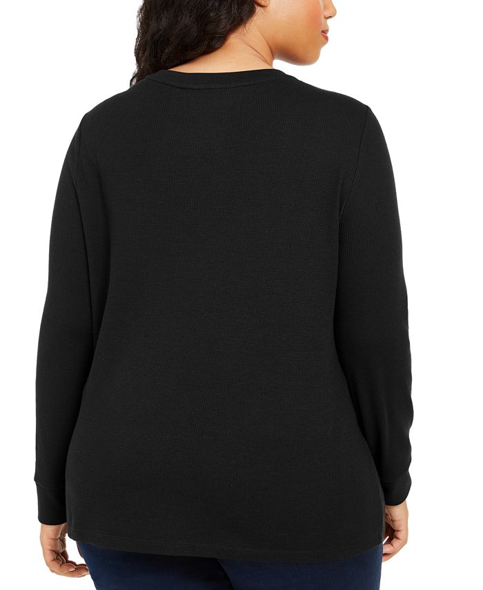 Tommy Hilfiger Plus Size Lace-Up Waffle-Knit Top - Macy's