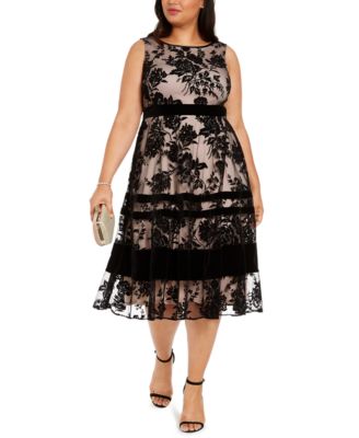 Taylor Plus Size Velvet-Flocked Midi Dress - Macy's