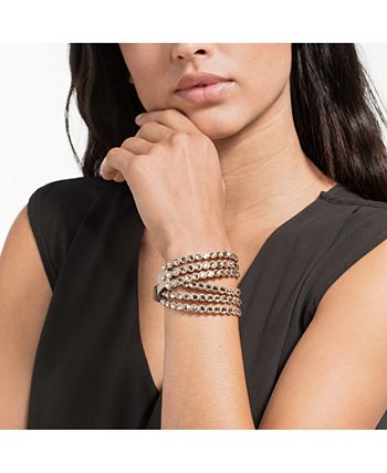 Swarovski - Silver-Tone Crystal & Fabric Wrap Bracelet