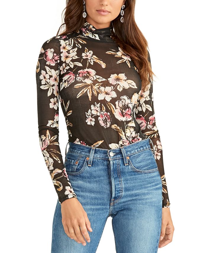 RACHEL Rachel Roy Floral Print Turtleneck Top Macy s