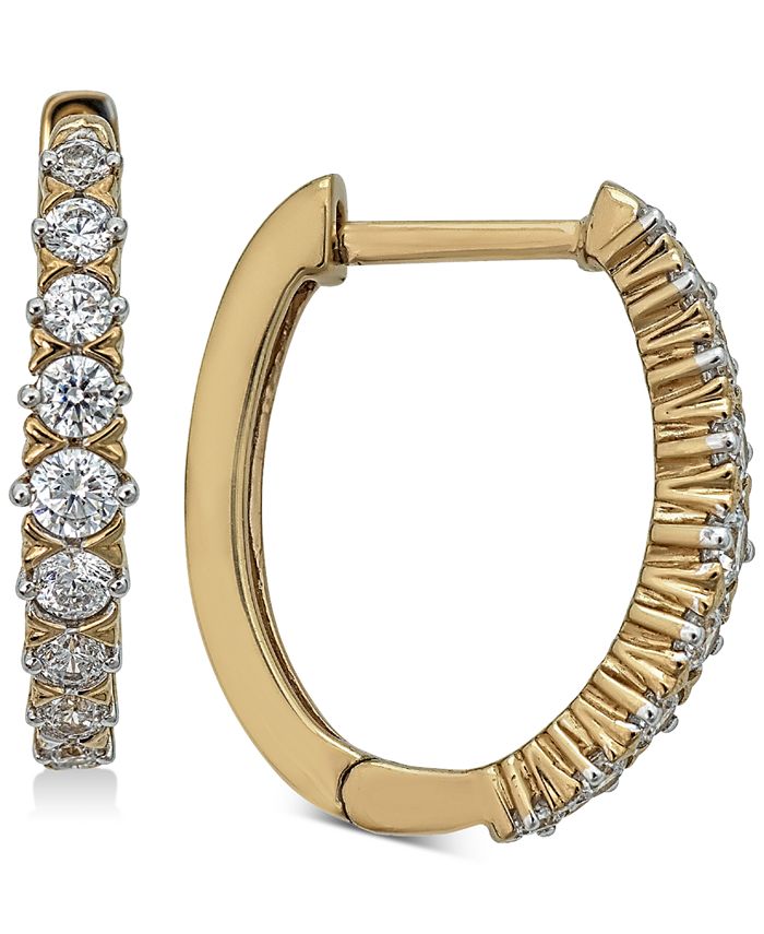 Macy's Diamond Hoop Earrings (1/2 ct. t.w.) in 14k Gold Macy's