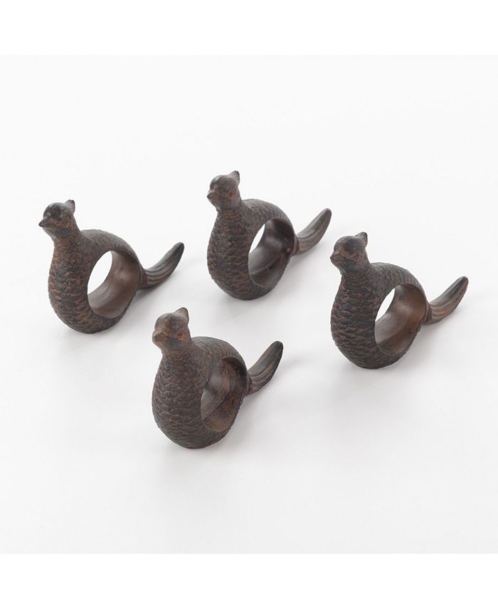 Saro Lifestyle Quail Napkin Ring Pheasant Design Napkin Ring, Set of 4