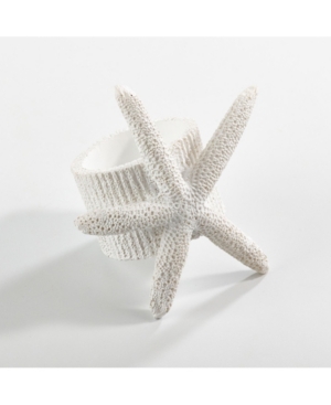 Saro Lifestyle Neptune Collection Starfish Napkin Ring, Set Of 4 In White