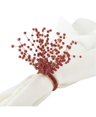 Beaded Spray Design Napkin Ring, Set of 4