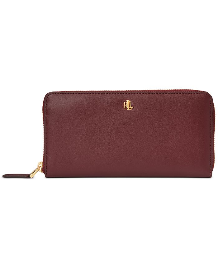 Lauren Ralph Lauren Smooth Leather Zip Wallet - Macy's