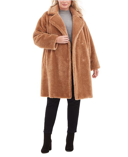 Michael Kors Plus Size Faux-Fur Teddy Coat & Reviews - Coats - Plus ...