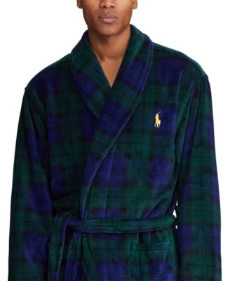 Men's Microfiber Plaid Shawl Collar Robe