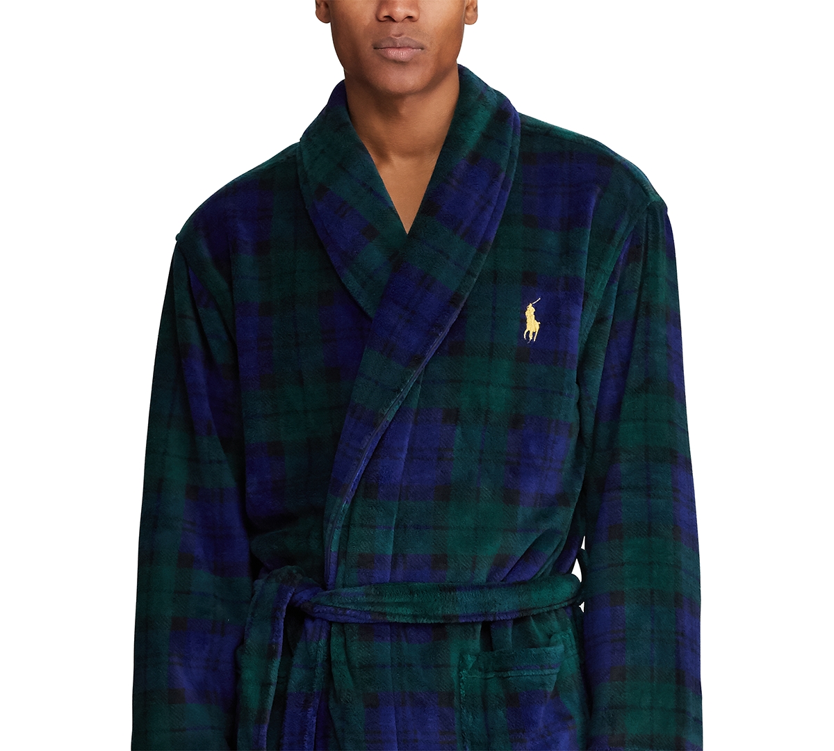 Polo Ralph Lauren Men's Microfiber Plaid Shawl Collar Robe