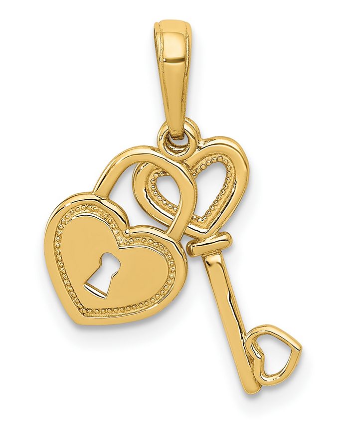 14K Gold Heart Lock & Key Bangle
