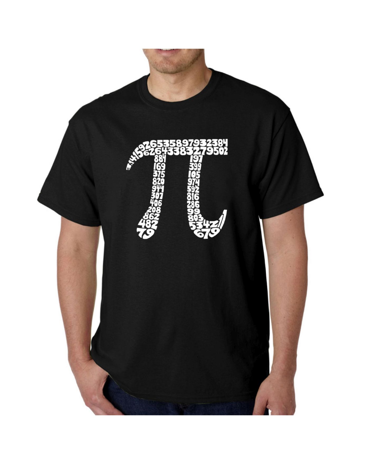 Мужская футболка LA Pop Art Word Art - 100 Digits of Pi, цвет: Чёрный — фото 1