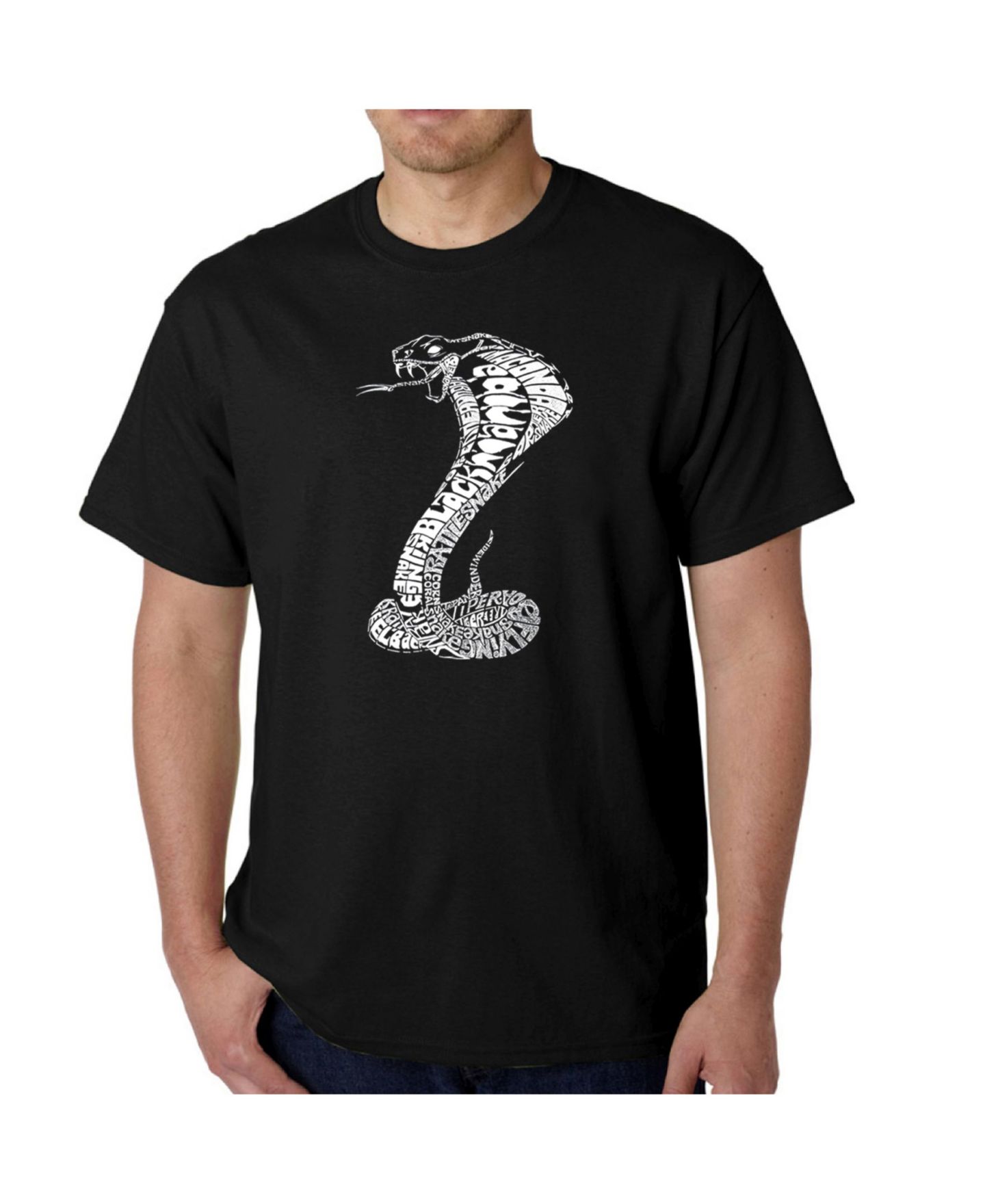 Мужская футболка LA Pop Art Word Art - Types of Snakes, цвет: Чёрный — фото 1