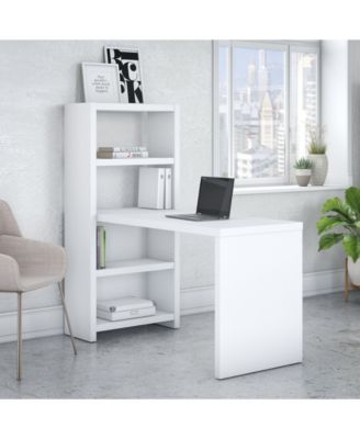 Kathy Ireland Office by Bush Furniture - Office by kathy ireland&reg; Echo 56W Bookcase Desk in Pure White