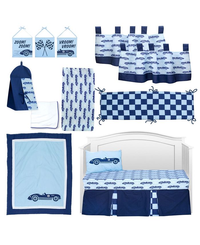 Pam Grace Creations Vintage Like Race cars 13 Piece Crib Bedding