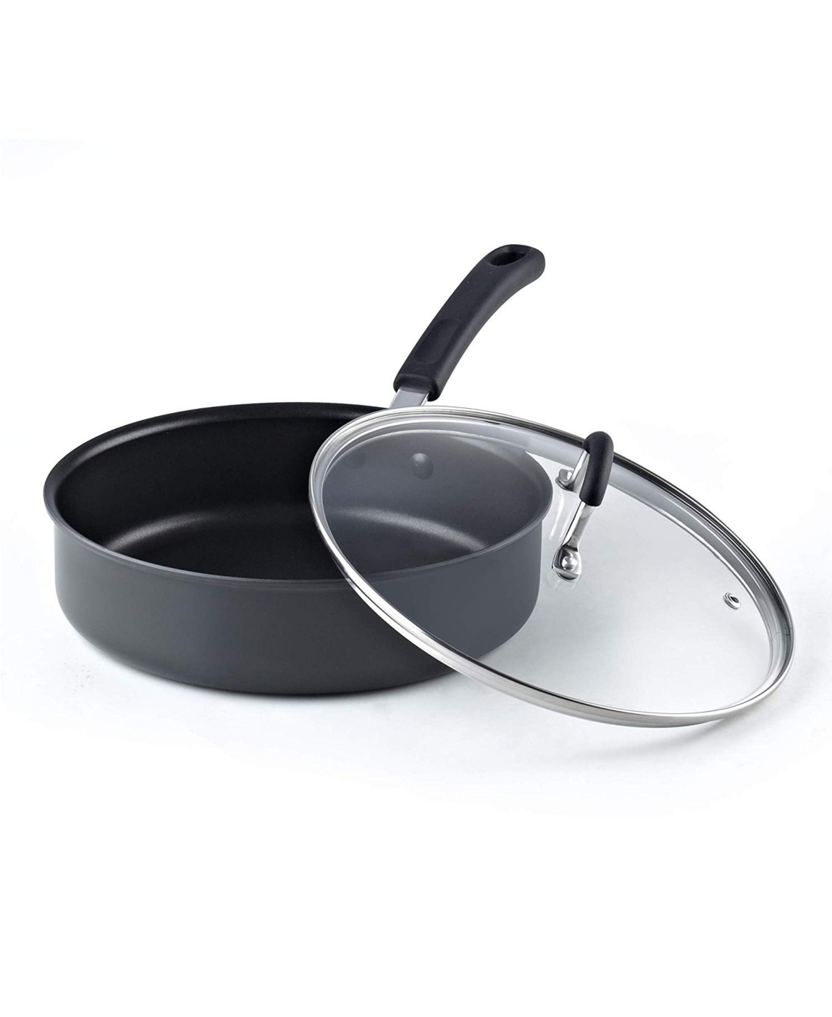 Cook N Home 3 Quart/24cm Anodized Nonstick Saute Pan, 3 Quarts,- Black
