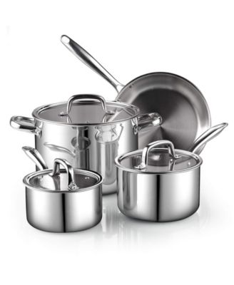 Photo 1 of **medium sized pot is missing**
Cook N Home 7-Piece Tri-Ply Clad Stainless Steel Cookware Set