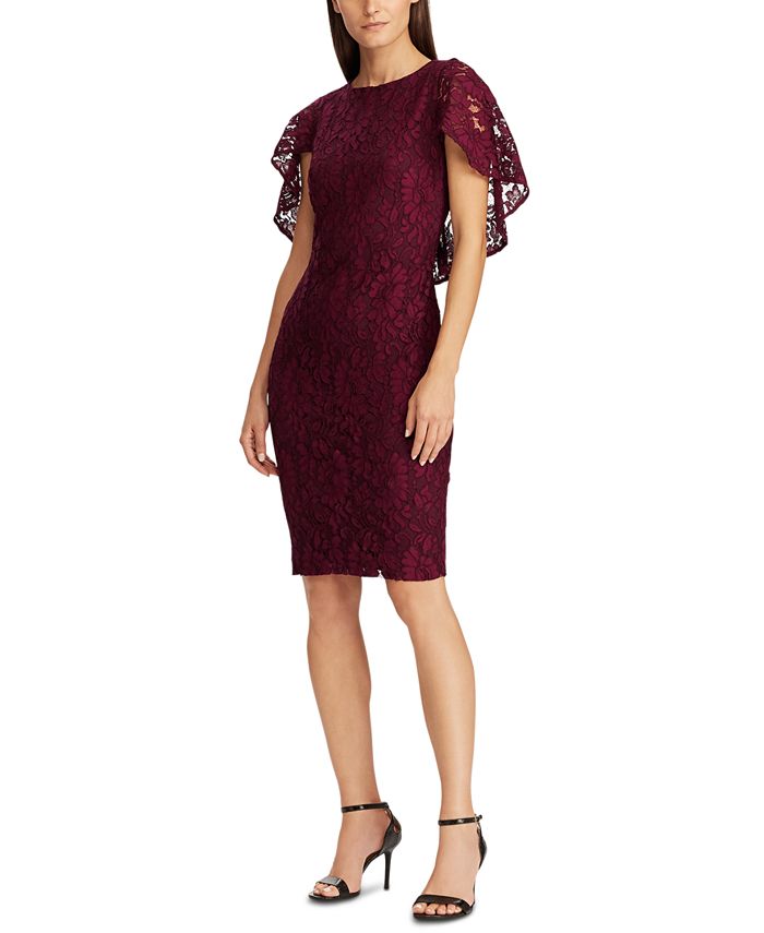 Lauren Ralph Lauren Cape-Overlay Lace Dress, Created for Macy's & Reviews -  Dresses - Women - Macy's