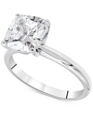 image of Limited Edition Macy-s Star Signature Diamond Cushion-Cut Solitaire Engagement Ring (2 ct. t.w.) in 14k White Gold