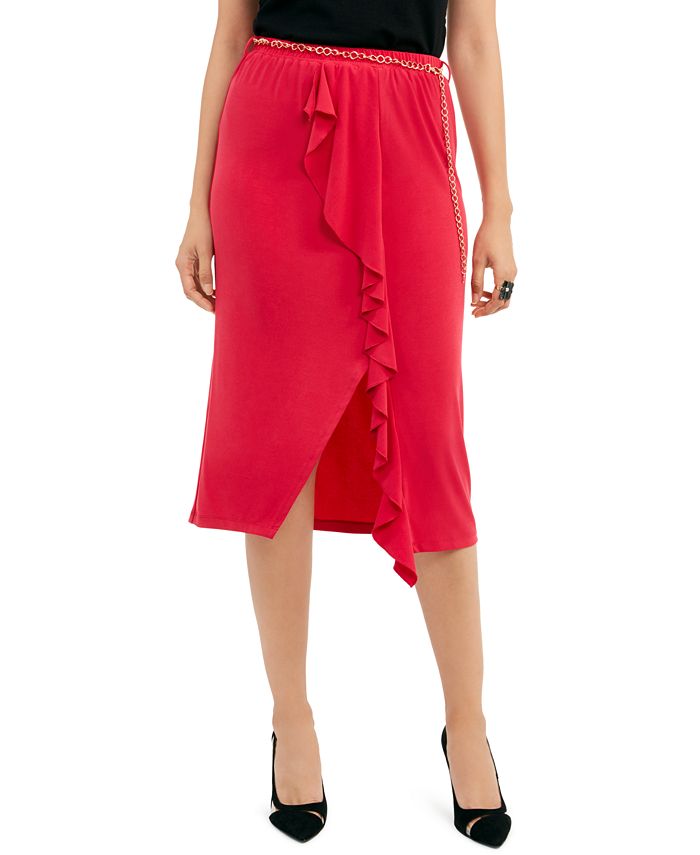 Thalia Sodi Solid Ruffle-Trim Skirt, Created for Macy's - Macy's