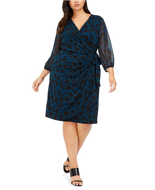 Inc Plus Size Shadow Floral Wrap Dress Created For Macy S