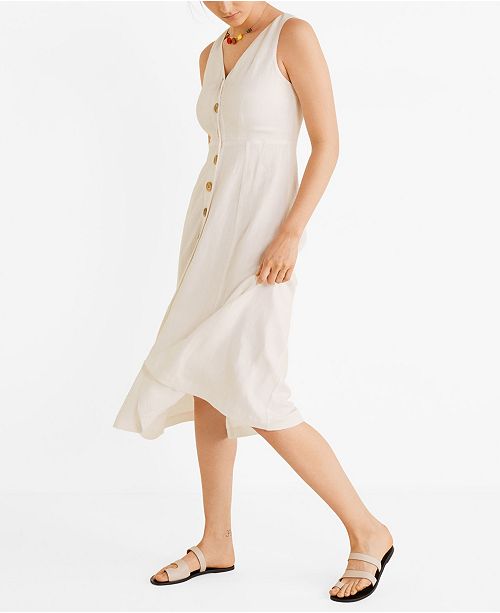 Mango Buttoned Linen Blend Dress Reviews Women Macy S