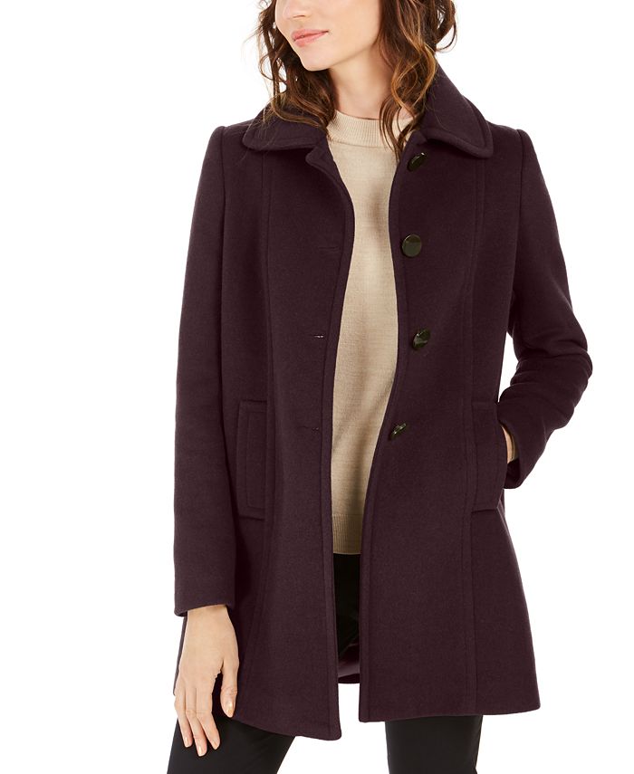 Larry Levine Single-Breasted A-Line Coat - Macy's