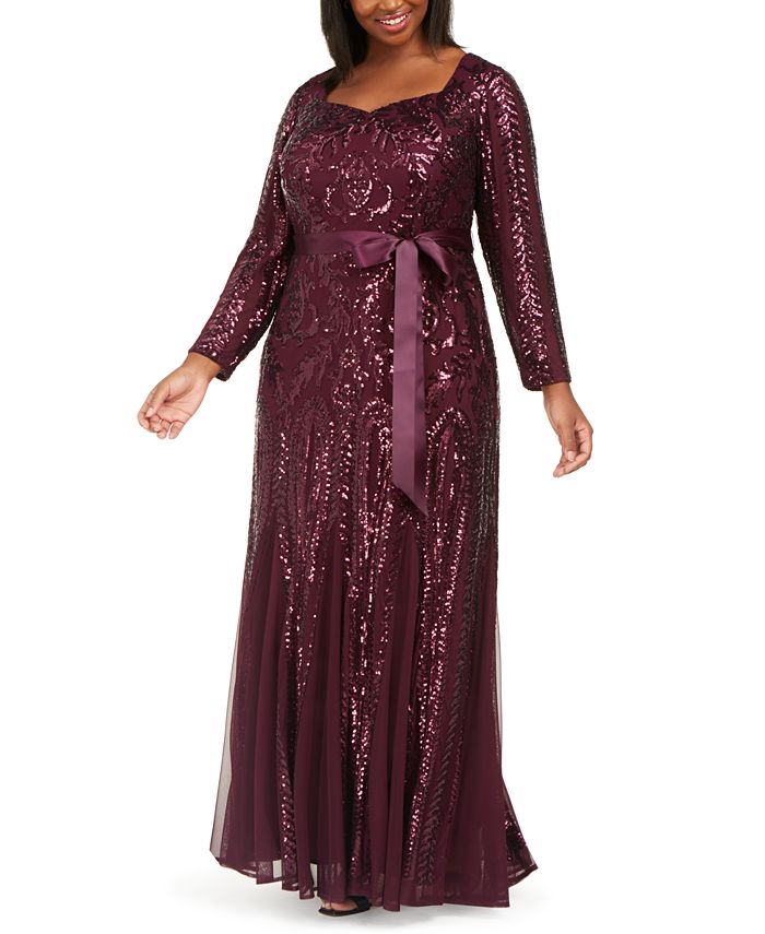 R & M Richards Plus Size Godet Sequin Gown & Reviews - Dresses - Plus ...