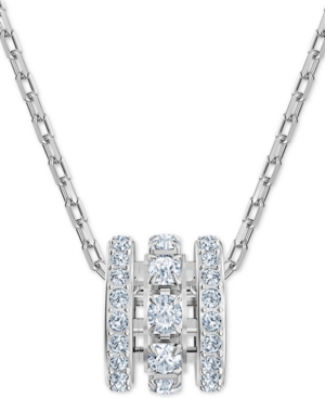 image of Swarovski Silver-Tone Crystal Triple-Loop Pendant Necklace, 14-7/8