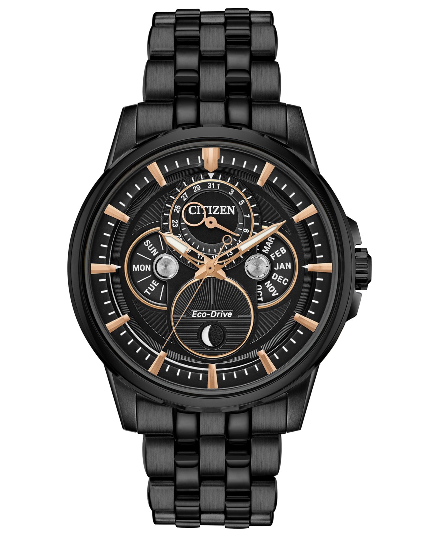 Мужские часы Citizen Eco-Drive Calendrier Gray Stainless Steel Bracelet Watch 44mm — фото 1