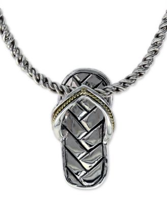 EFFY Collection - Flip Flop Sandal 16" Pendant Necklace in Sterling Silver & 18k Gold