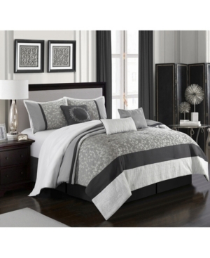 Nanshing Willow 7-piece King Comforter Set Bedding In Grey