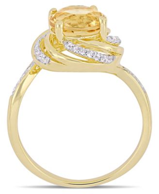 Citrine (1-4/5 ct. t.w.), White Topaz (1/7 ct. t.w.) and Diamond Accent Swirl Ring in 18k Yellow Gold Over Sterling Silver