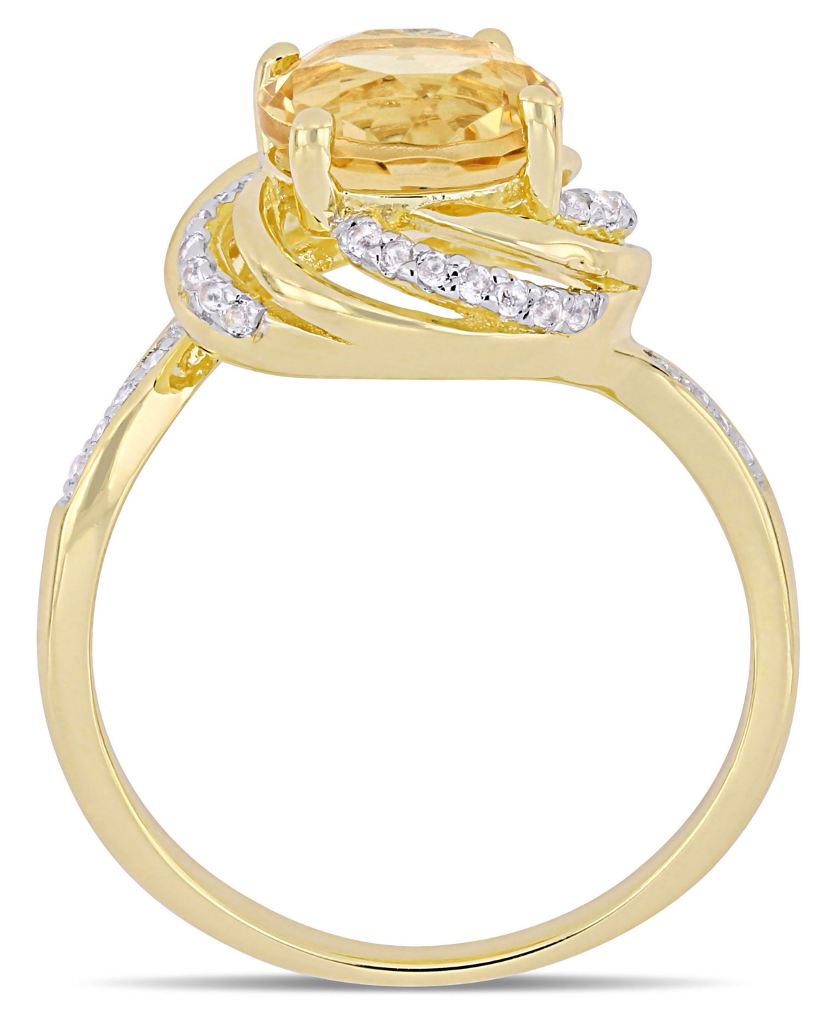 (1-4/5 ct. t.w.), White Topaz (1/7 ct. t.w.) and Diamond Accent Swirl Ring in 18k Yellow Gold Over Sterling Silver - Citrine