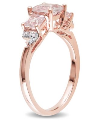 Morganite (1-2/5 ct. t.w.) and Diamond Accent 3-Stone Ring in 18k Rose Gold Over Silver
