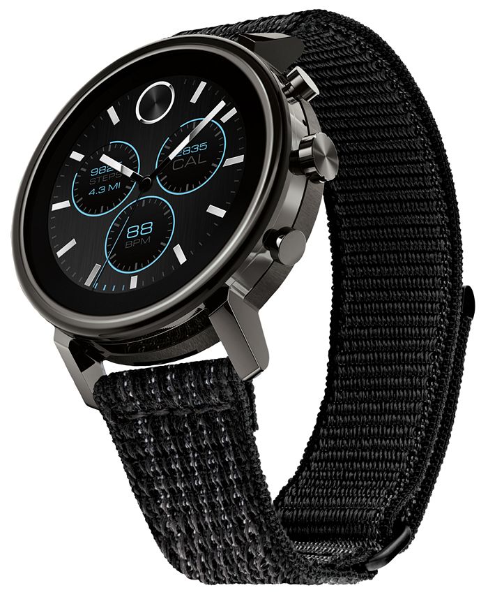 Movado Connect 2.0 Black Fabric Strap Hybrid Touchscreen Smart Watch
