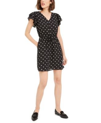 Maison Jules - Heart-Print Flutter-Sleeve Dress