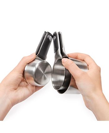 OXO Good Grips 3-Piece Angled Measuring Cup Set, Black & OXO Good Grips 4  Piece Stainless Steel Measuring Spoons with Magnetic Snaps & OXO Good Grips