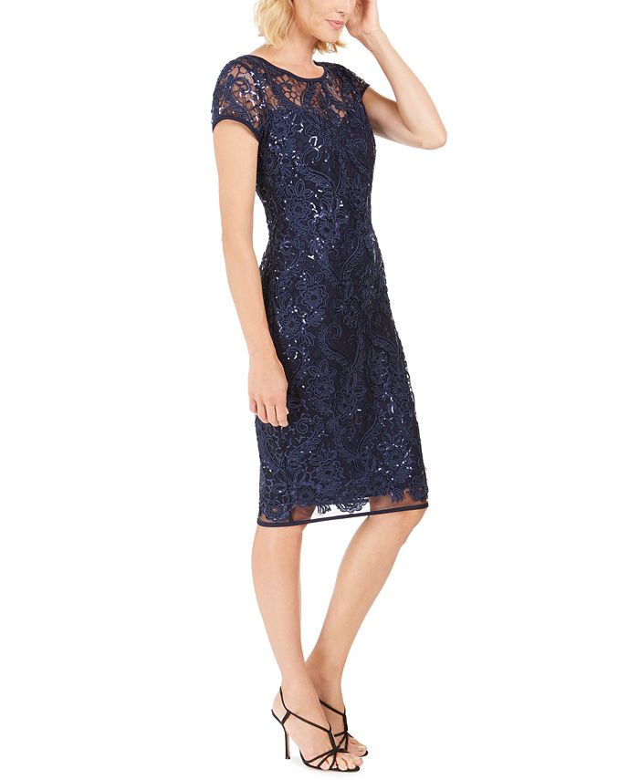 Connected Floral Sequin Sheath Dress, Created for Macy's - Macy's