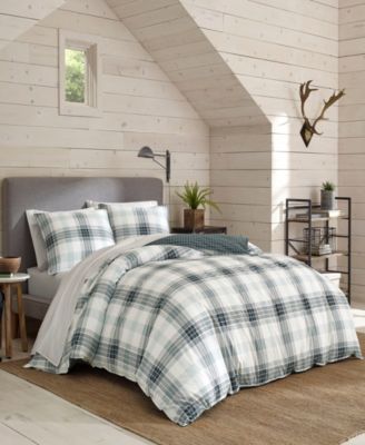 Eddie Bauer - Winter Ridge Plaid Green Comforter Set, Full/Queen